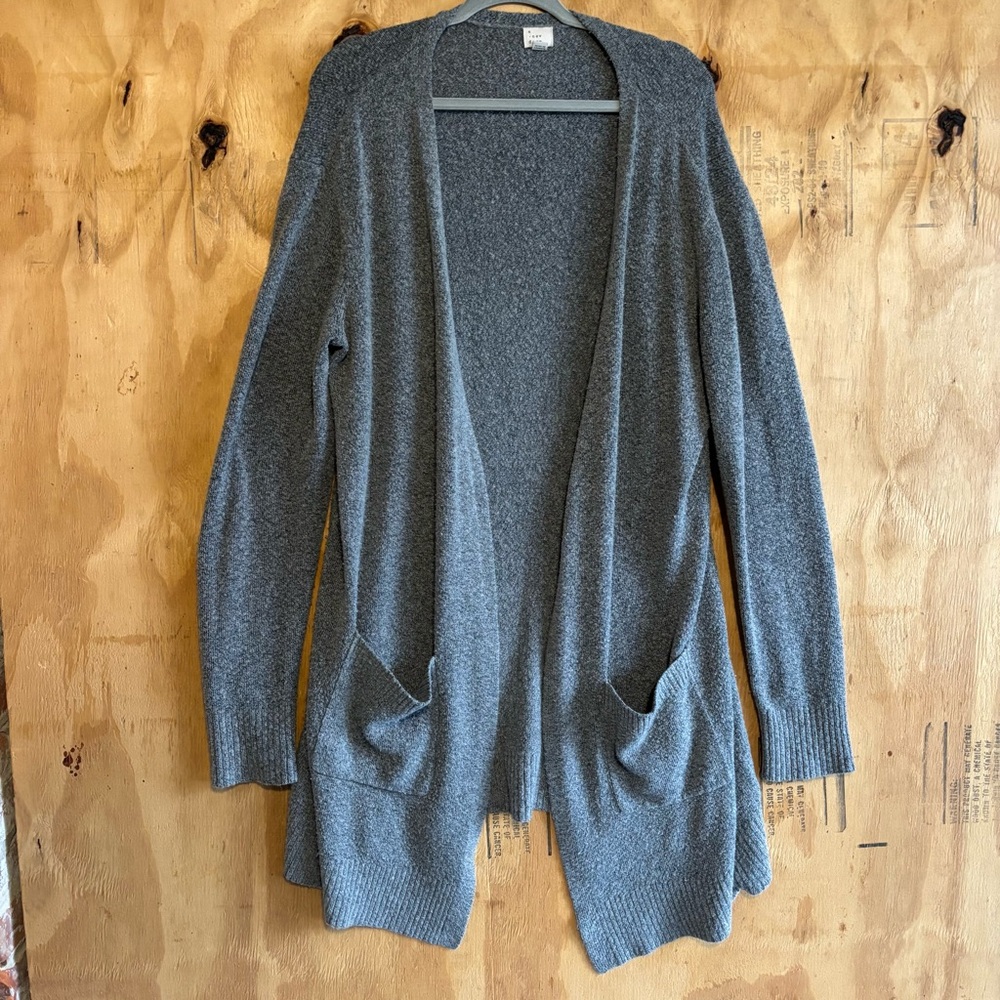 A New Day Long Gray Cardigan w/ Pockets Sz L
